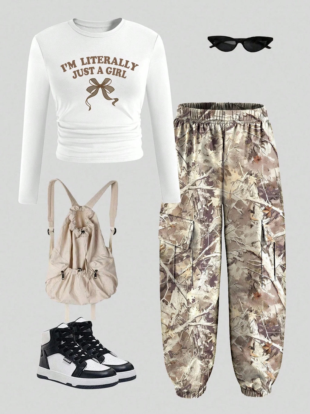 Spring and Autumn Girls' Trendy 2-Piece Outfit: Letter Print