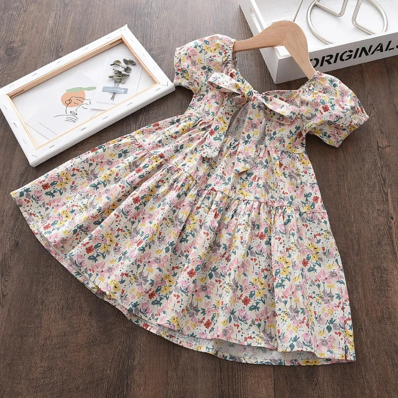 Rose Pink Plaid Bow Party Dress