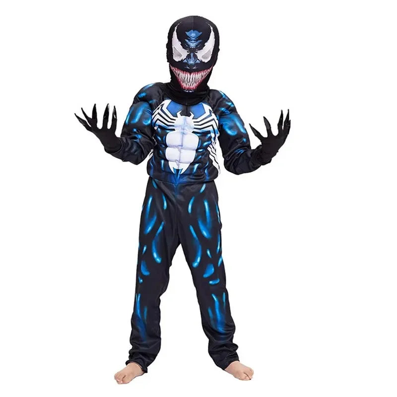 Kids Black Spider Costume Superhero Costume Onesie 3D Spande