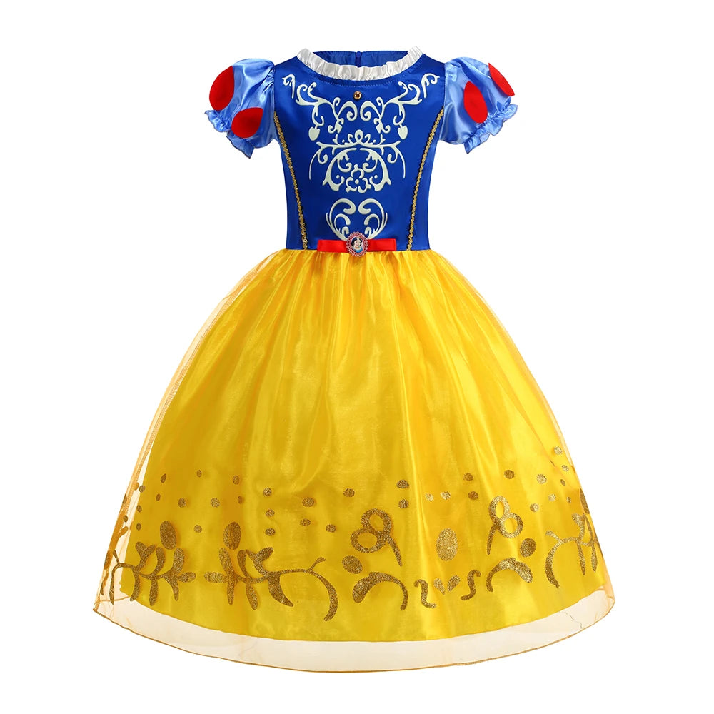 Disney Snow White Princess Dress Girl Belle Cosplay Costume
