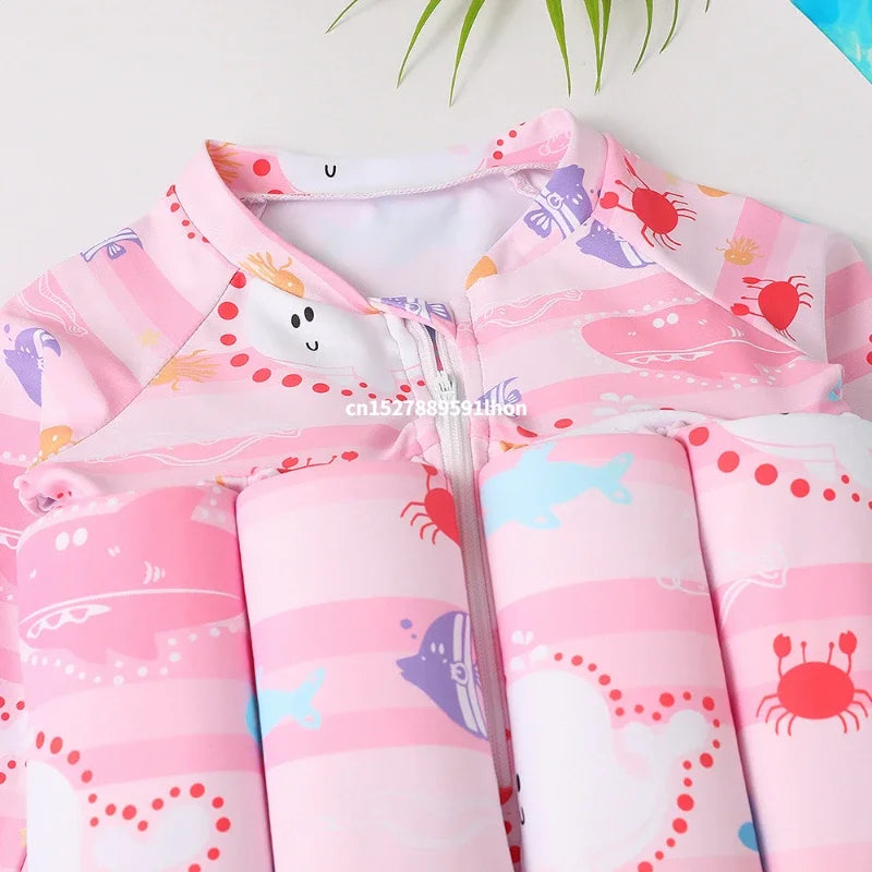 Children's Buoyancy Swimsuit Cartoon Print Swimwear Kid One-