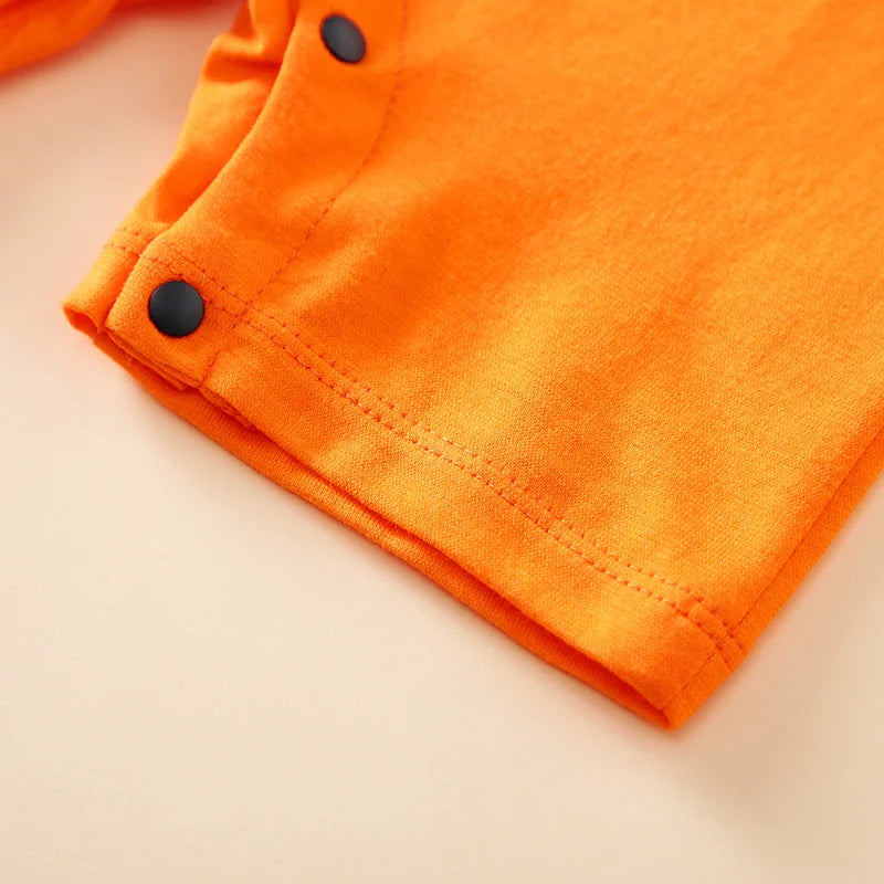 Anime-Style Baby Romper in Soft Orange Cotton