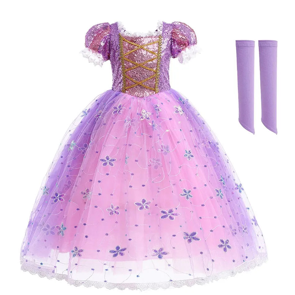 Girls Elsa Anna Dress Children Princess Carnival Dress Kids