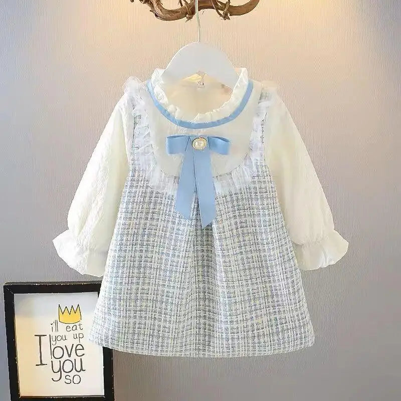 Girls Long Sleeve Bow Dress | Korean Style