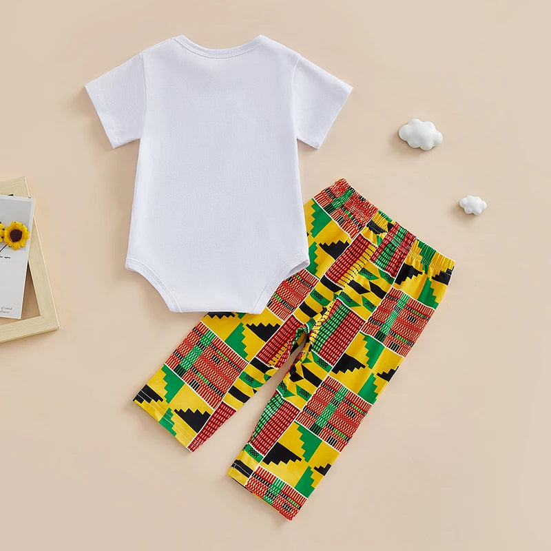 African Print Baby Romper & Trousers Set