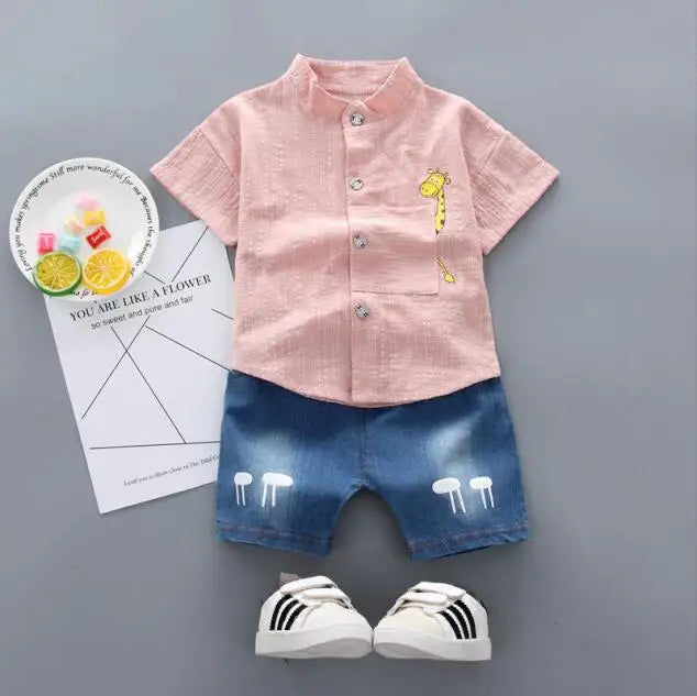 Summer Sale Toddler Kids Baby Boys Shirt Cartoon Tops Denim