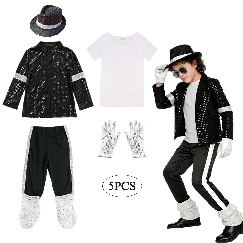 Boys Michael Pop Star Jackson Halloween Cosplay Costume Carn