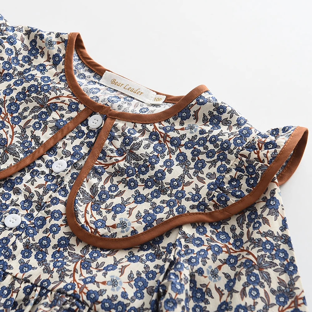 Flower Print Long Sleeve Princess Dress