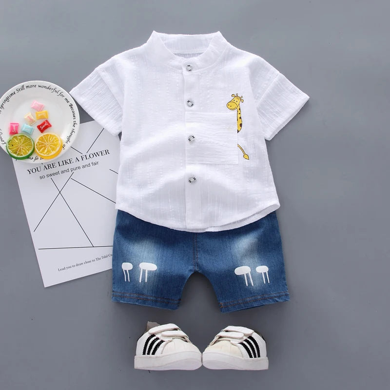 Summer Sale Toddler Kids Baby Boys Shirt Cartoon Tops Denim