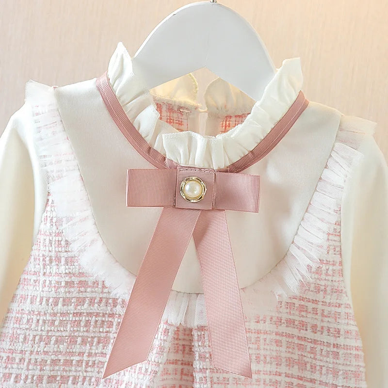 Checkered Long Sleeve Baby Girl Dress