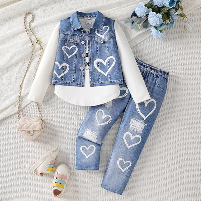 Fashionable Trend Casual Spring and Autumn Children's Set Gi
