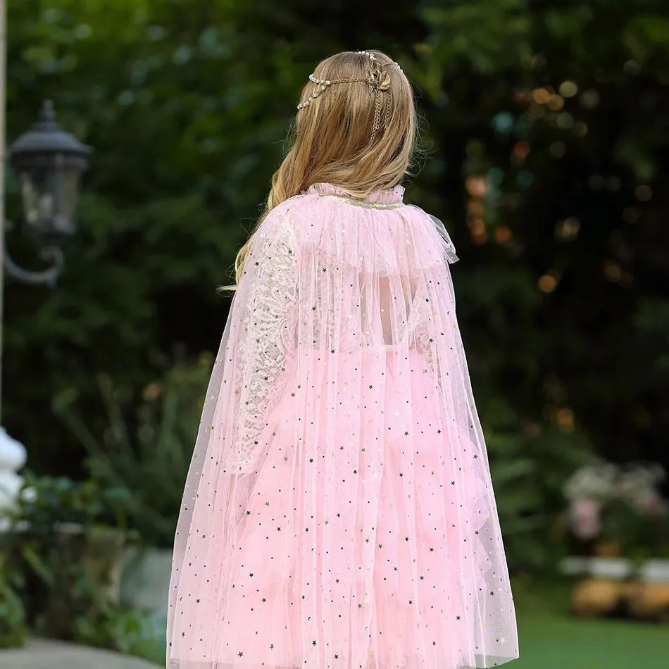 Girl Costume Children Elegant Dress Cape Kids Christmas Hall