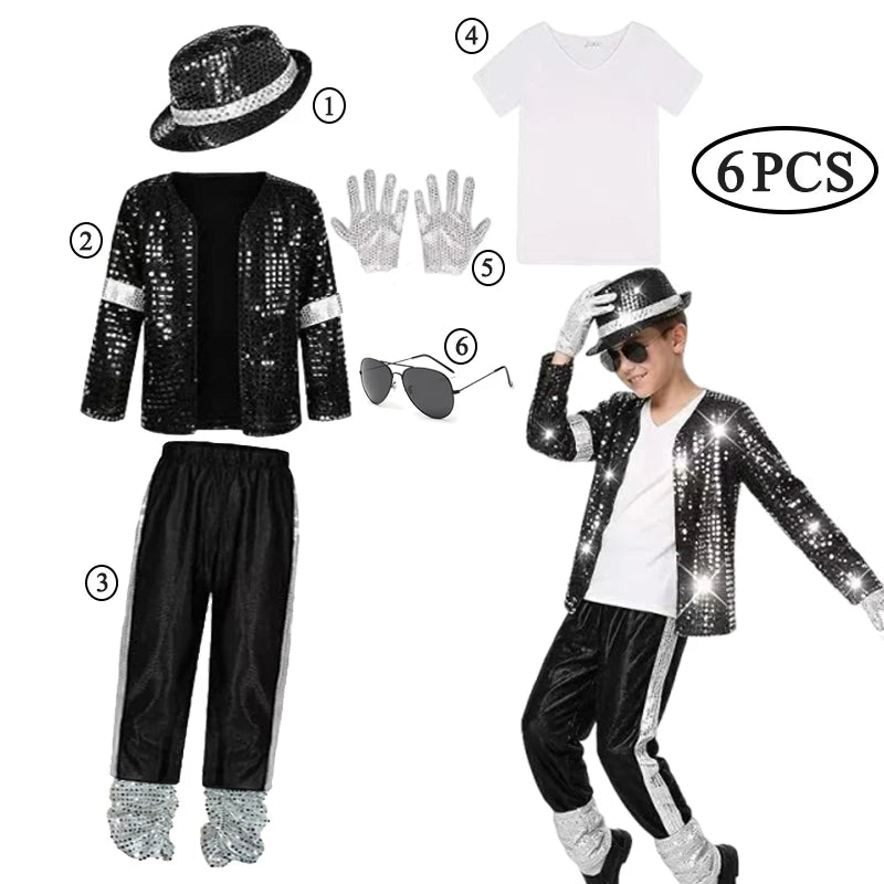 Kids Michael Jackson Costume Boys Superstar Singer Outfit Ha