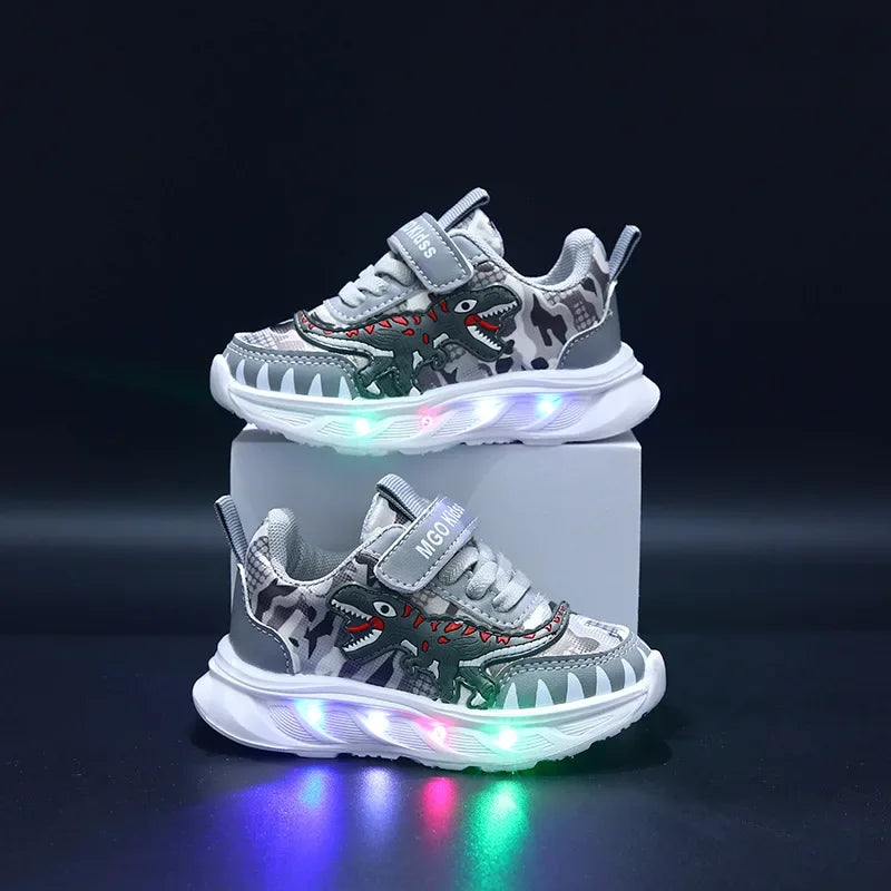 Dinosaur LED Light-Up Trainers | Kids Shoes 2-6Y
