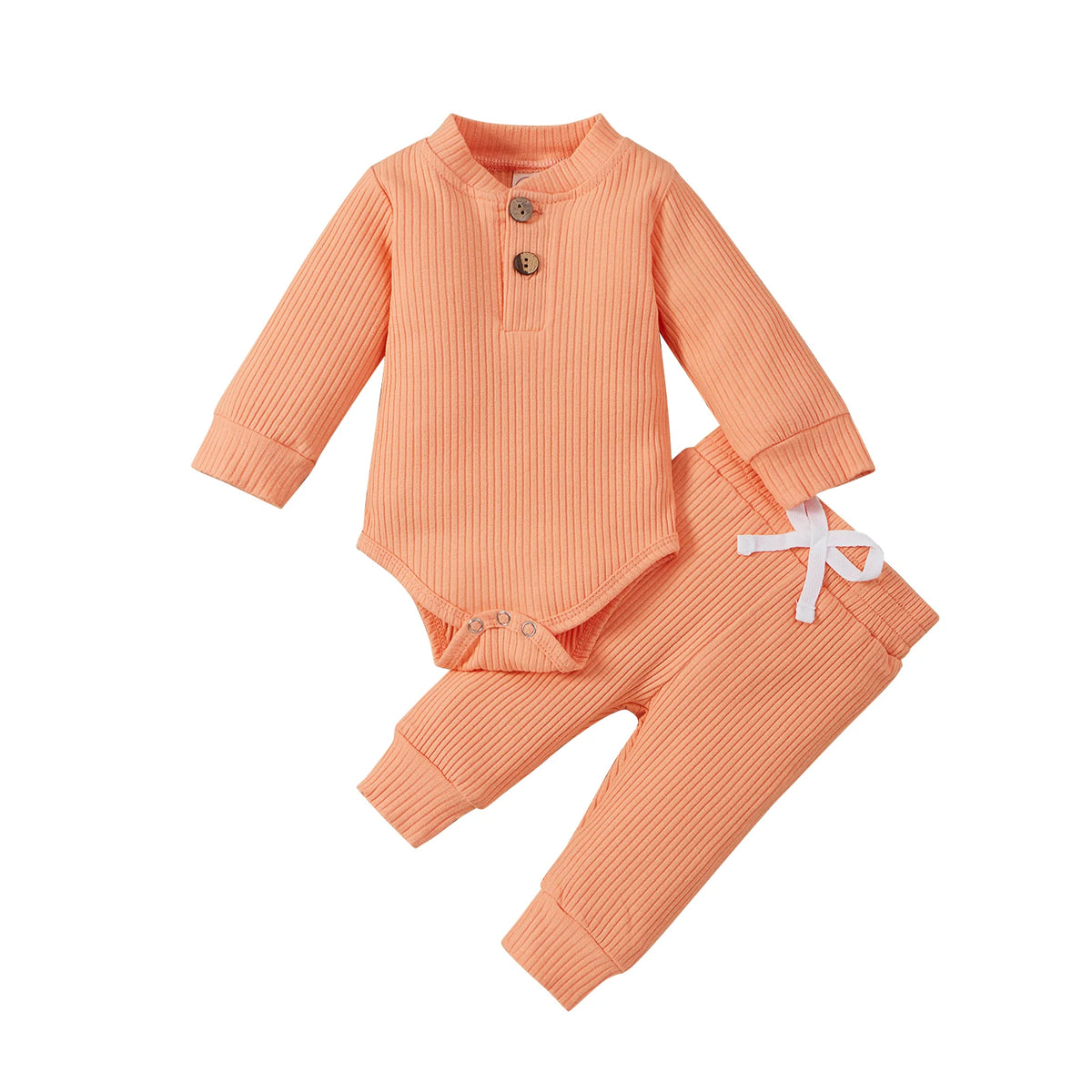 Infant Newborn Baby Girl Boy Spring Autumn Ribbed/Plaid Soli