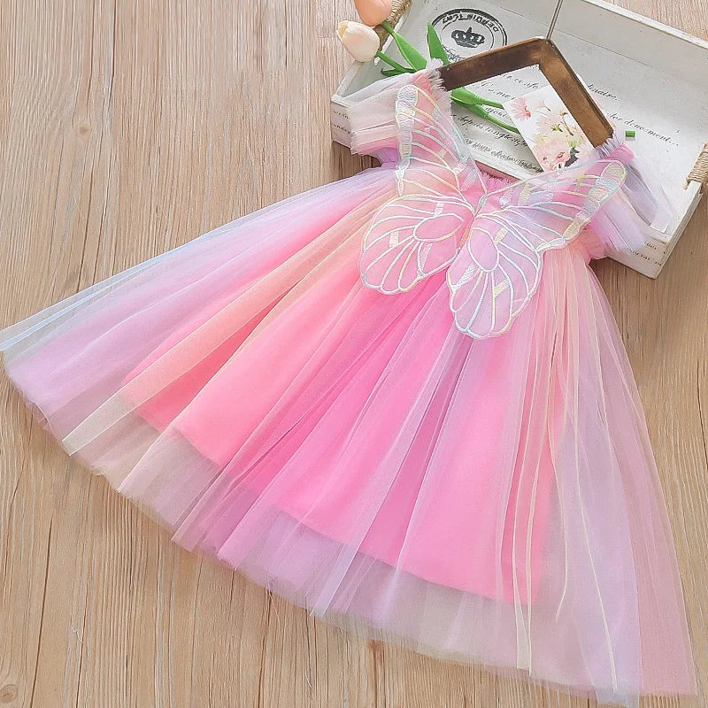 Butterfly Princess Dress – Beige Chiffon