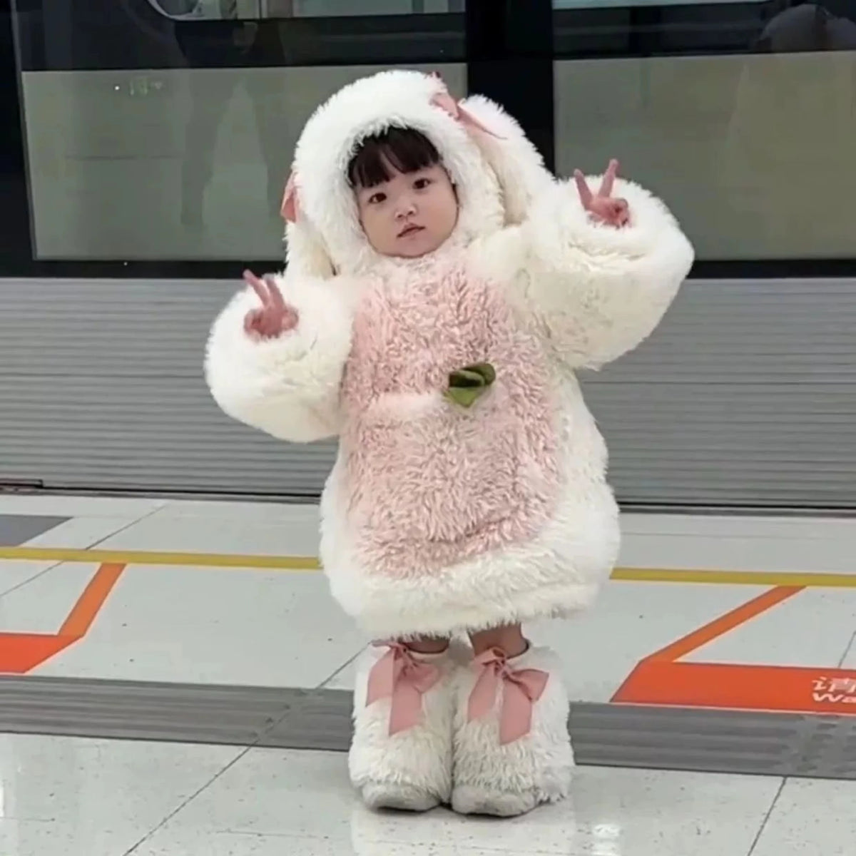 Cartoon Children Plush Rabbit Cosplay Costume Kawaii Kids Wi