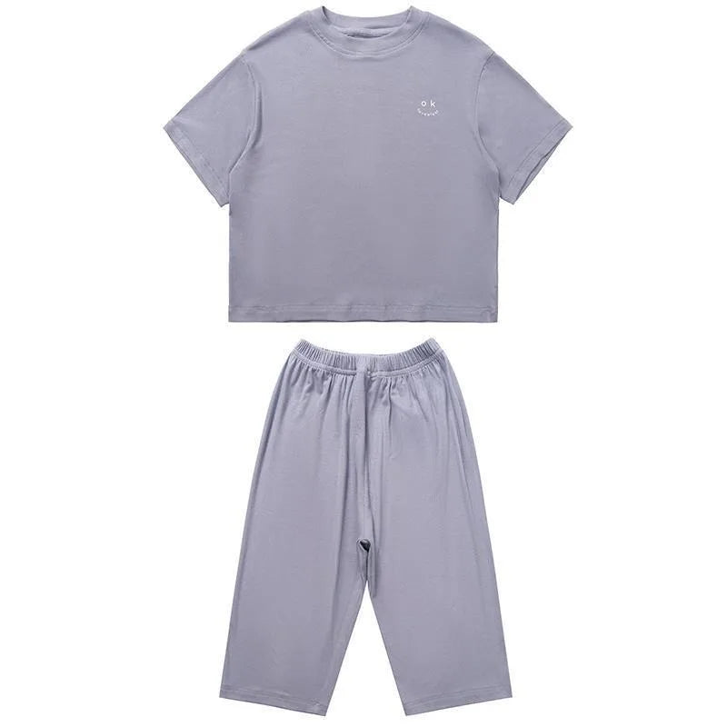 Summer Minimalist Boy Home Clothes Solid Color Loose and Com