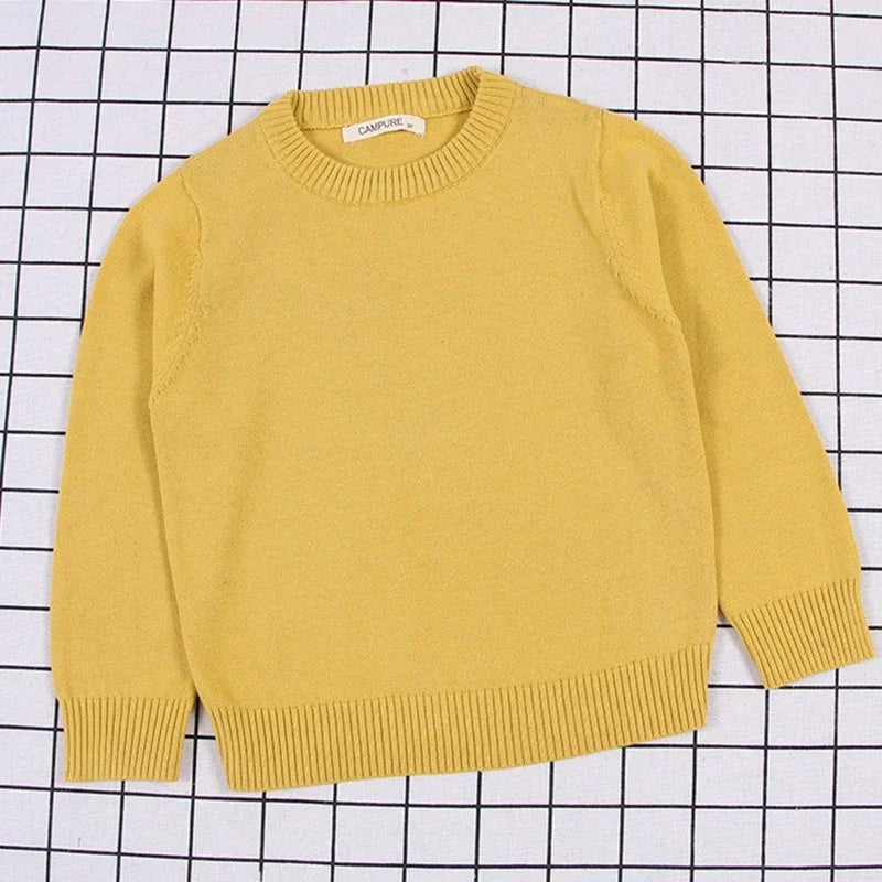 2025 New Autumn Baby Boys Girls Pure Color Sweaters 1-8Yrs K