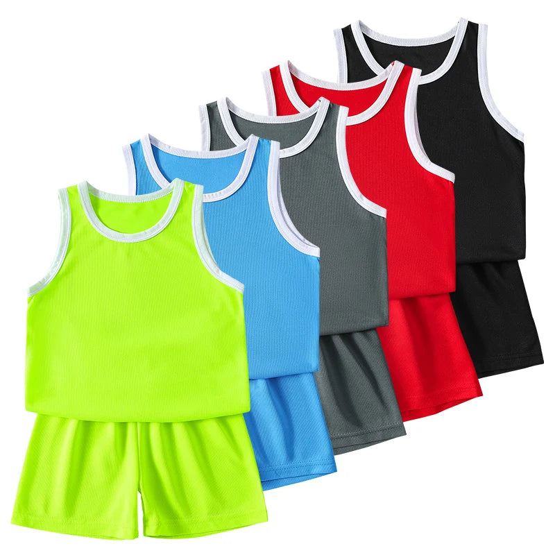 2 Pcs Summer Children's Quick-drying Short-sleeved Shorts Su