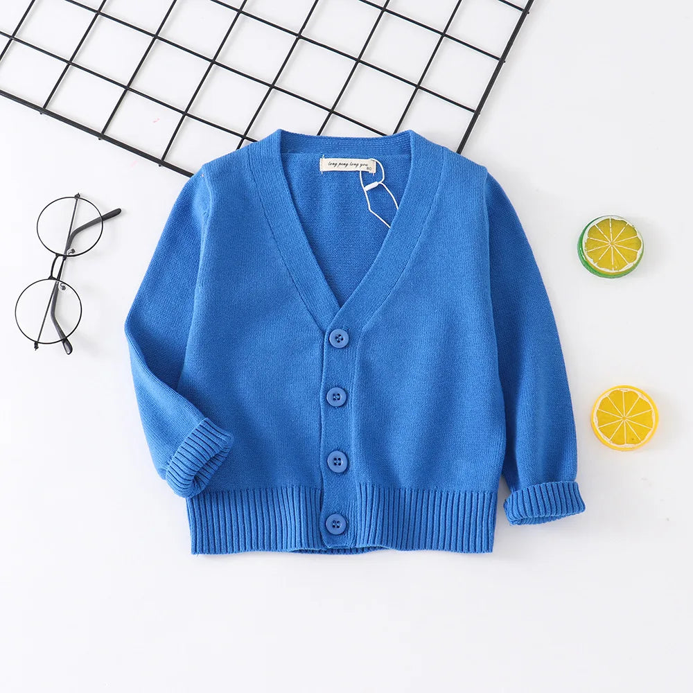 Baby Kids Cardigan Spring New Casual Long Sleeve V-neck Knit
