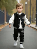 Boys' Black and White Letter "A" Varsity Jacket and Sweatpan