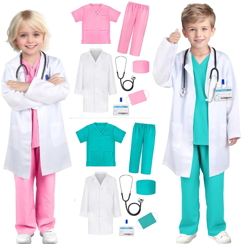 Kids Doctor & Nurse Costume with Accessories Set