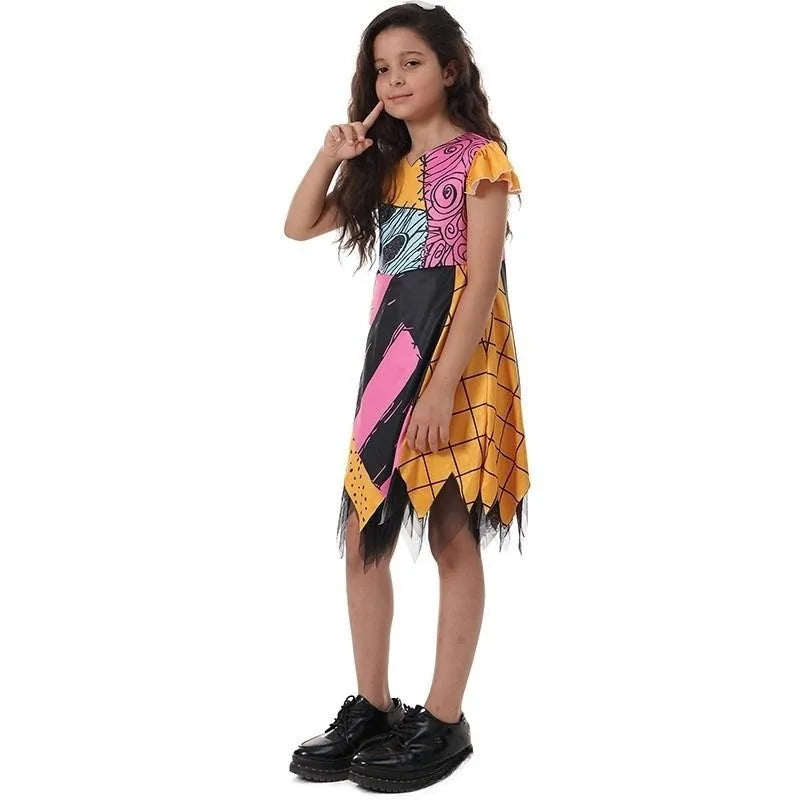 Girl Christmas Eve Scary Ruffle Dress Bow Suit Halloween Cos