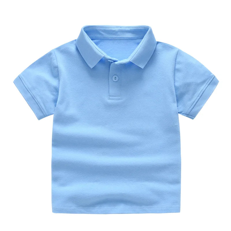 Solid Color Boys Girls Summer T-shirts Quality Uniform Polo