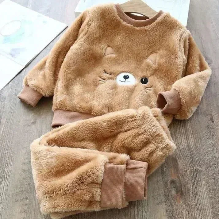 Children's Pajama Sets Bear Tops + Pants 2Pcs Kids Pajamas W