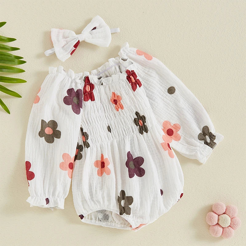 Autumn Floral Baby Romper & Headband Set