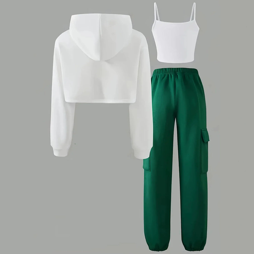 2026 Autumn Winter Girls Children Set Teenager Letters Crop
