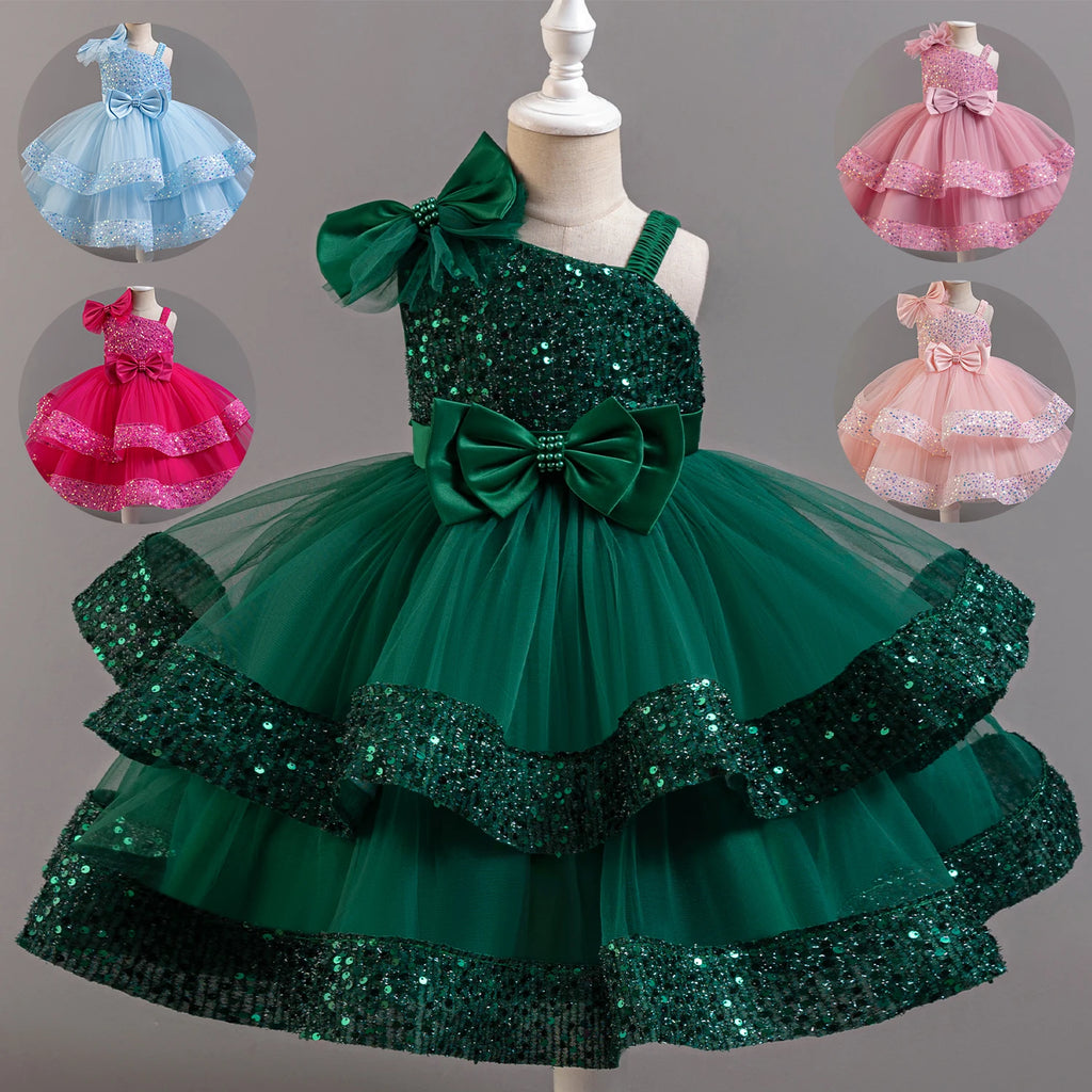 Flower Princess Sequins Baby Wedding Christmas Party Short S