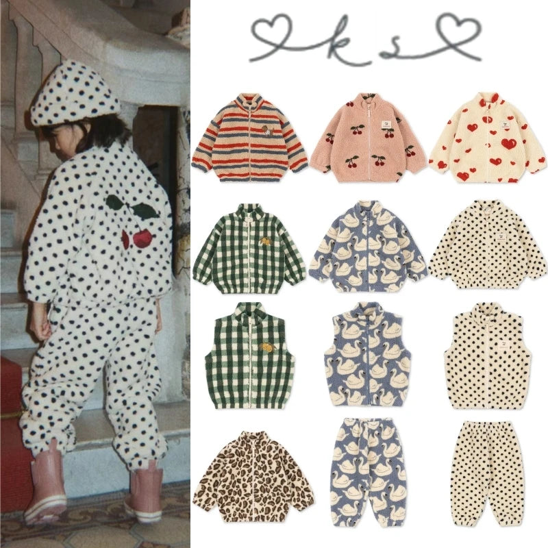 2026 KS Winter Baby Boys Lambswool Cherry Jackets Autumn Kid