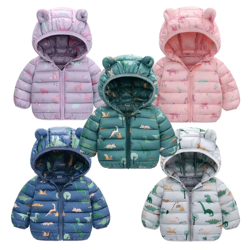 Cute Bear Hooded Puffer Coat – Pink or Blue