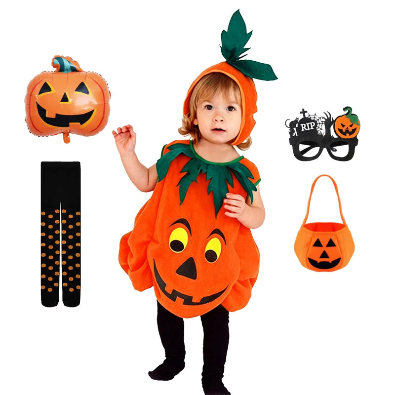 2026 Baby Girls Boys Children Jumpsuit Halloween Pumpkin Cos