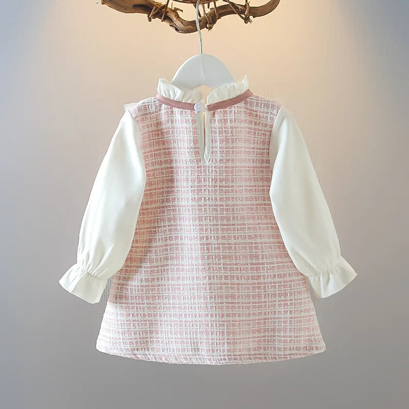 Checkered Long Sleeve Baby Girl Dress
