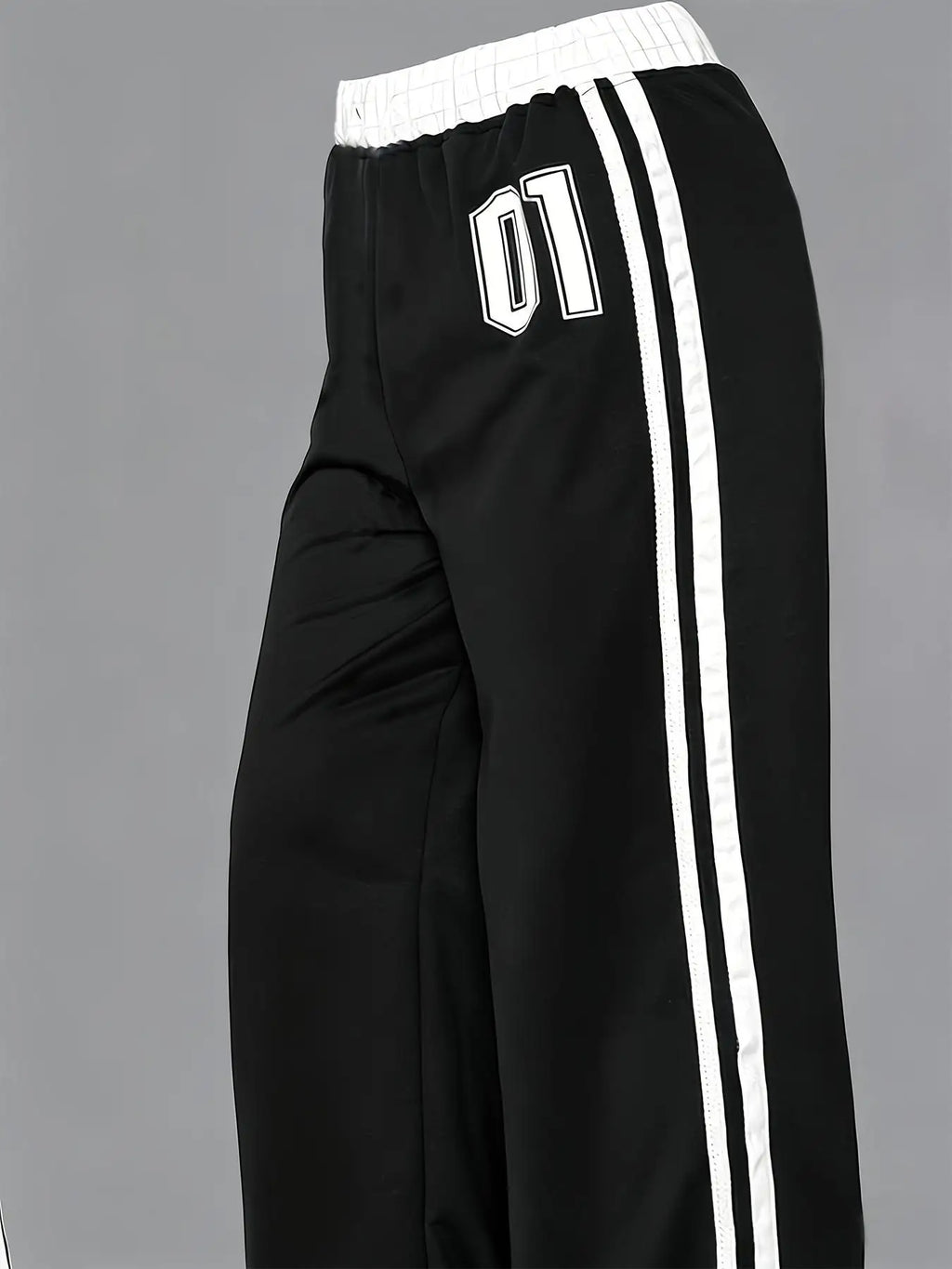 Girls' Trousers — American Retro Style: "01" Number-Striped