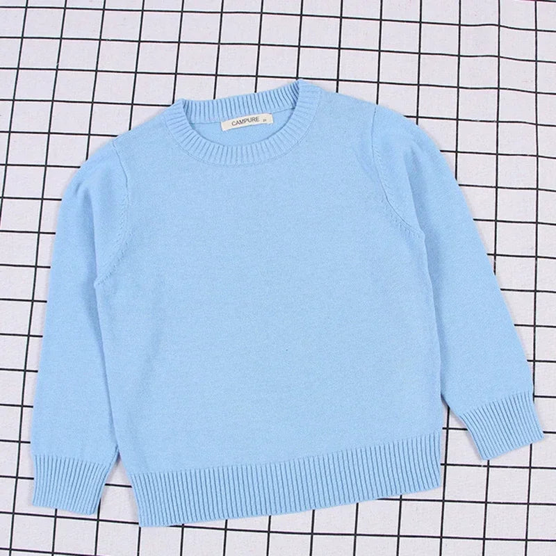 2025 New Autumn Baby Boys Girls Pure Color Sweaters 1-8Yrs K