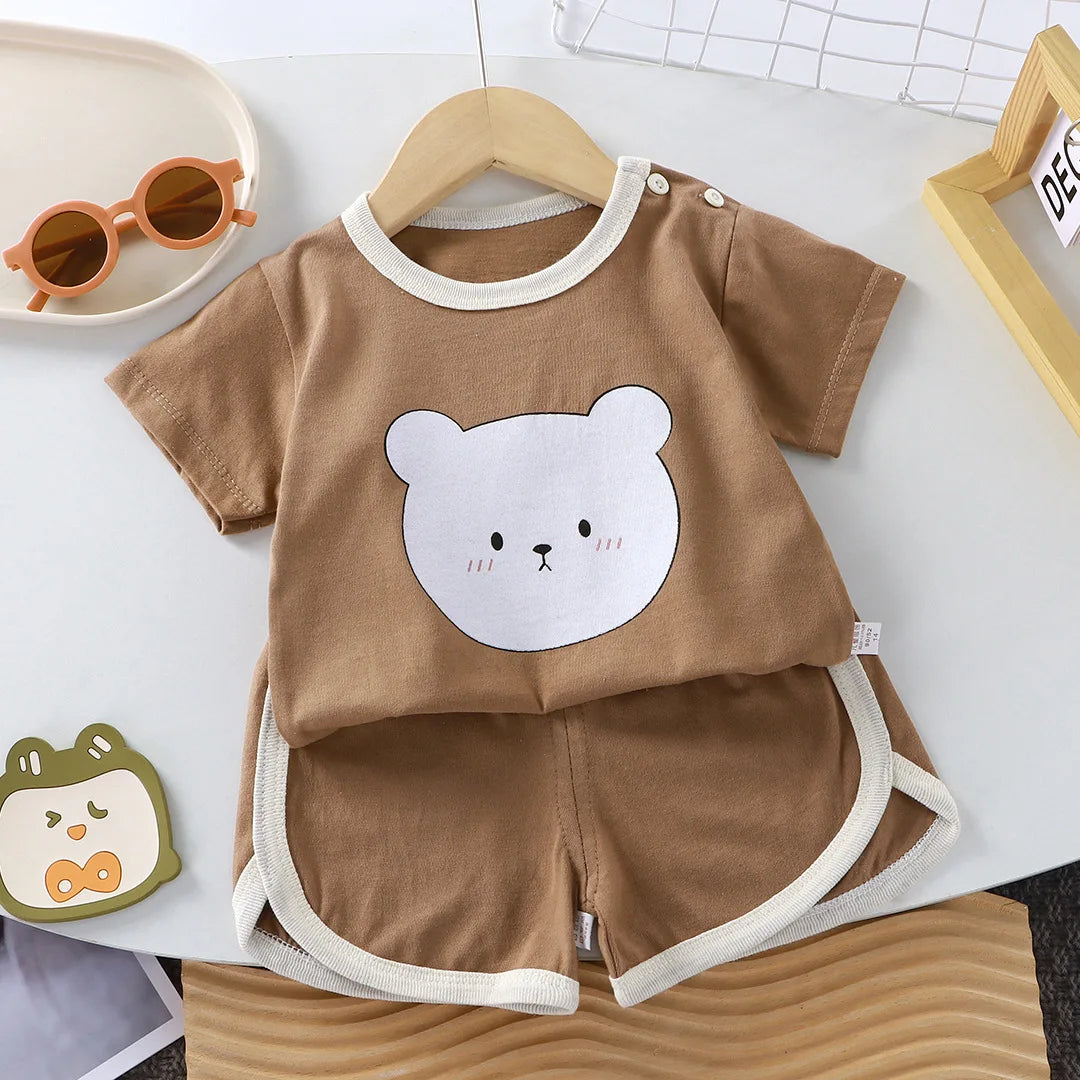 Summer cotton cartoon casual childrens set Baby Clothes girl
