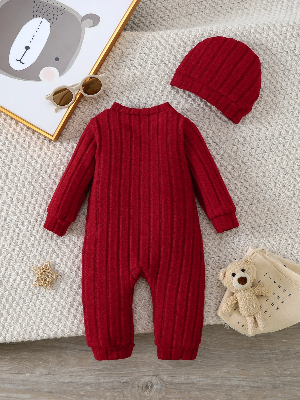 Red Bear Onesie & Hat Set – Baby 1-18 Months