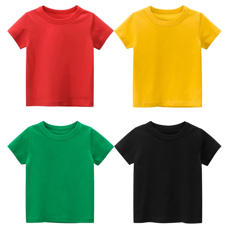 Kids Solid T Shirt Tops for Child Boys Girls Baby Toddler Bl