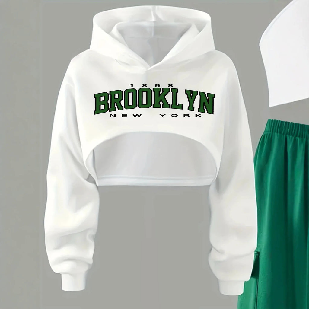 2026 Autumn Winter Girls Children Set Teenager Letters Crop