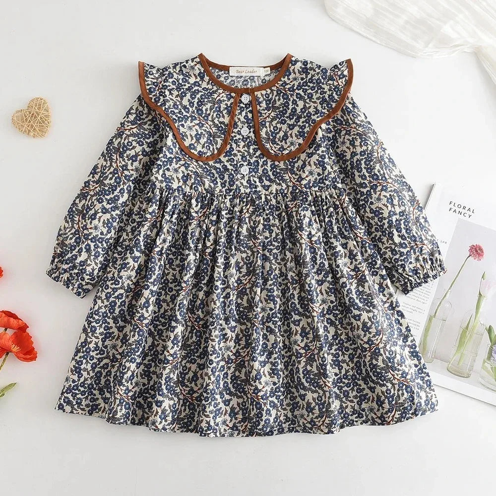 Flower Print Long Sleeve Princess Dress