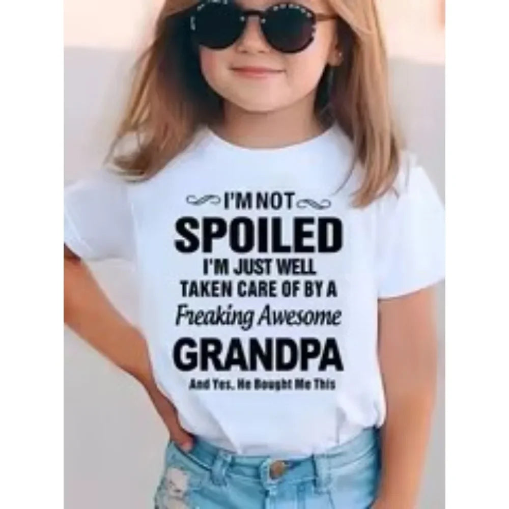 Summer Funny Letter Cute Printer Children's T-shirt Casual F