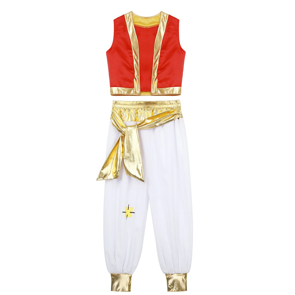 Boys Arabian Costume Arabian Prince Cosplay Dress Up Vest Wa