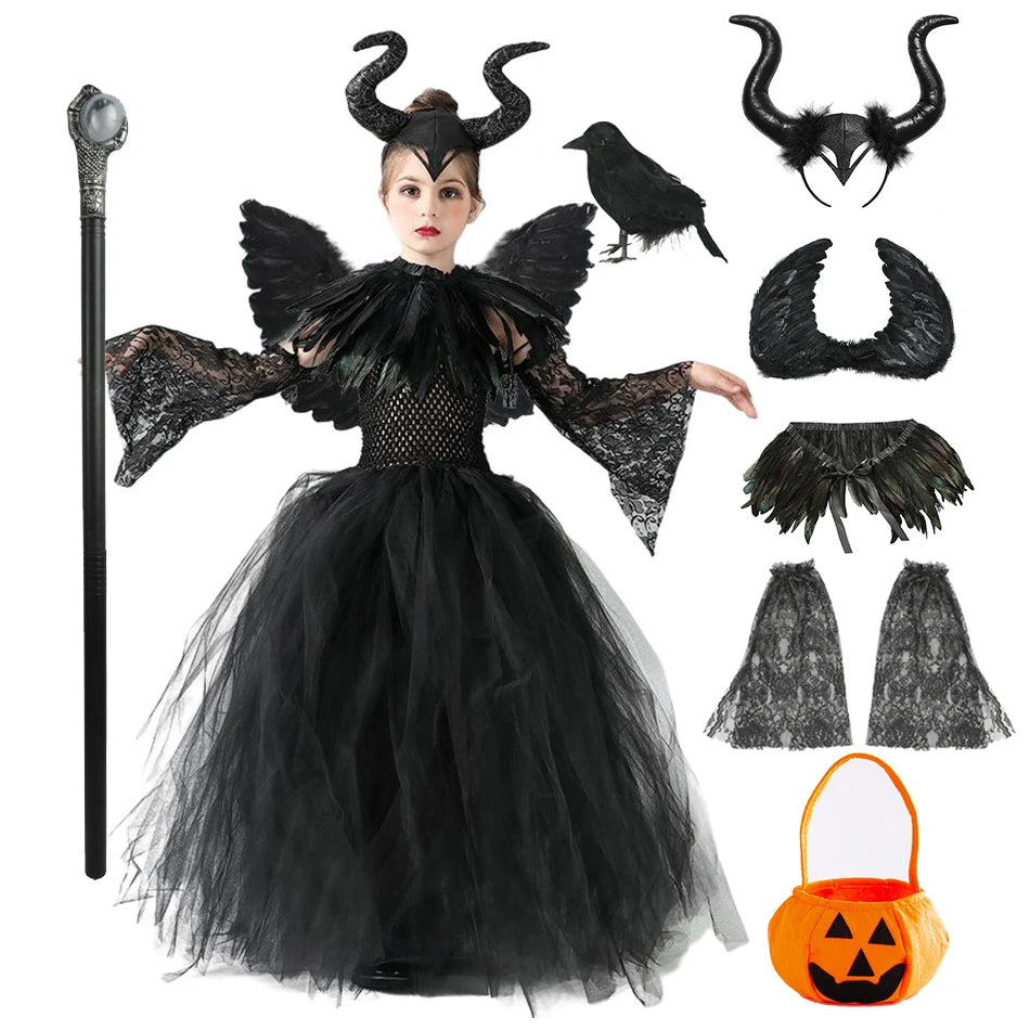 Black Mesh Evil Queen Tutu Dress Costume