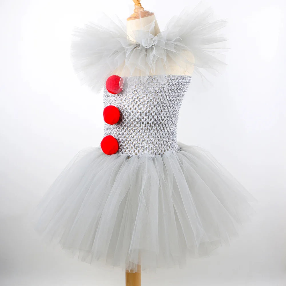 Girls Pennywise Clown Fancy Dress Costume