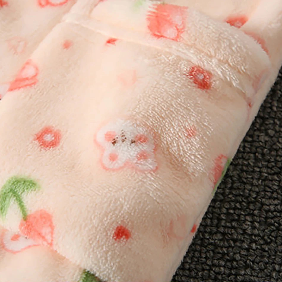 Cute Cartoon Pattern Coral Fleece Flannel Pajama Sets for Bo