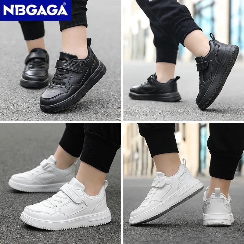 Classic Black Leather School Trainers